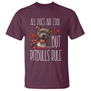 Pitbull Lover T Shirt All Dogs Are Cool But Pitbulls Rule TS12 Maroon Print Your Wear