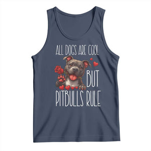Pitbull Lover Tank Top All Dogs Are Cool But Pitbulls Rule TS12 Navy Print Your Wear