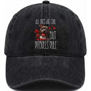 Pitbull Lover Washed Cotton Baseball Cap All Dogs Are Cool But Pitbulls Rule TS12 Print Your Wear