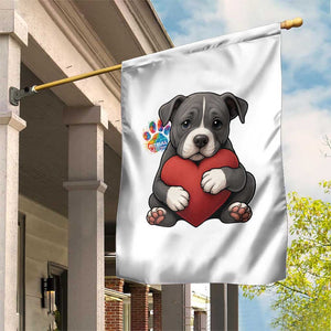 Pitbull Mom Garden Flag Cute Puppy Hugging Heart Love Dog TS12 Print Your Wear