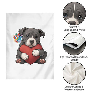 Pitbull Mom Garden Flag Cute Puppy Hugging Heart Love Dog TS12 Print Your Wear