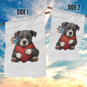 Pitbull Mom Garden Flag Cute Puppy Hugging Heart Love Dog TS12 Print Your Wear