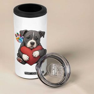 Pitbull Mom 4 in 1 Can Cooler Tumbler Cute Puppy Hugging Heart Love Dog TS12 Print Your Wear