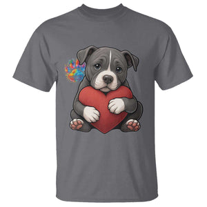 Pitbull Mom T Shirt Cute Puppy Hugging Heart Love Dog TS12 Charcoal Print Your Wear