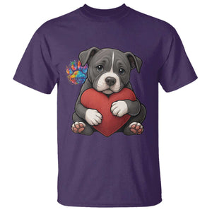 Pitbull Mom T Shirt Cute Puppy Hugging Heart Love Dog TS12 Purple Print Your Wear