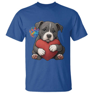Pitbull Mom T Shirt Cute Puppy Hugging Heart Love Dog TS12 Royal Blue Print Your Wear