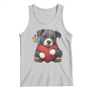Pitbull Mom Tank Top Cute Puppy Hugging Heart Love Dog TS12 Ash Print Your Wear