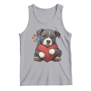 Pitbull Mom Tank Top Cute Puppy Hugging Heart Love Dog TS12 Athletic Heather Print Your Wear