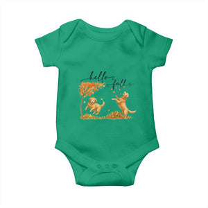 Funny Hello Fall Thanksgiving Golden Retriever Baby Onesie TS12 Irish Green Print Your Wear