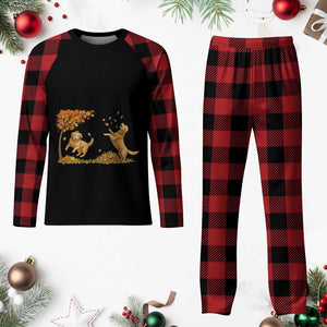Funny Hello Fall Thanksgiving Golden Retriever Plaid Pajama Set TS12 Buffalo Plaid Print Your Wear