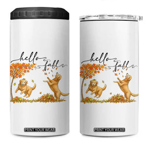 Funny Hello Fall Thanksgiving Golden Retriever 4 in 1 Can Cooler Tumbler TS12 One Size: 16 oz White Print Your Wear