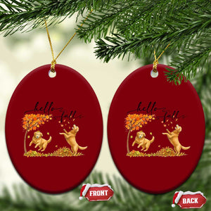 Funny Hello Fall Thanksgiving Golden Retriever Ceramic Ornament TS12 Print Your Wear