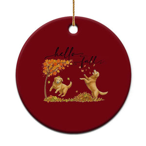 Funny Hello Fall Thanksgiving Golden Retriever Ceramic Ornament TS12 1pc Red Print Your Wear