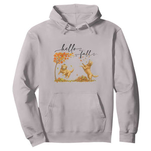 Funny Hello Fall Thanksgiving Golden Retriever Hoodie TS12 Ice Gray Print Your Wear