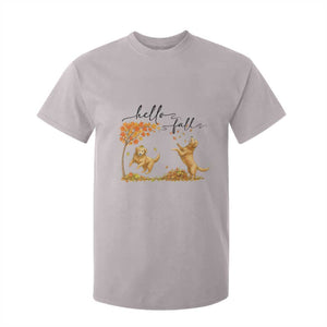 Funny Hello Fall Thanksgiving Golden Retriever T Shirt For Kid TS12 Ice Gray Print Your Wear