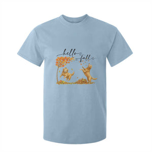 Funny Hello Fall Thanksgiving Golden Retriever T Shirt For Kid TS12 Light Blue Print Your Wear