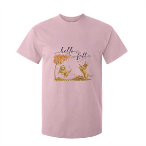 Funny Hello Fall Thanksgiving Golden Retriever T Shirt For Kid TS12 Light Pink Print Your Wear