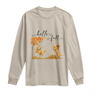 Funny Hello Fall Thanksgiving Golden Retriever Long Sleeve Shirt TS12 Sand Print Your Wear
