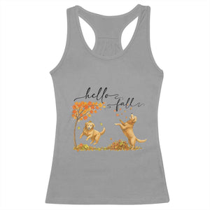 Funny Hello Fall Thanksgiving Golden Retriever Racerback Tank Top TS12 Sport Gray Print Your Wear