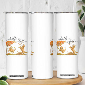 Funny Hello Fall Thanksgiving Golden Retriever Skinny Tumbler TS12 Print Your Wear