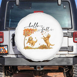 Funny Hello Fall Thanksgiving Golden Retriever Spare Tire Cover TS12 No hole White Print Your Wear
