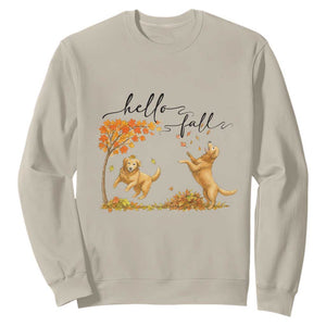 Funny Hello Fall Thanksgiving Golden Retriever Sweatshirt TS12 Sand Print Your Wear