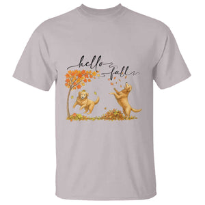 Funny Hello Fall Thanksgiving Golden Retriever T Shirt TS12 Ice Gray Print Your Wear