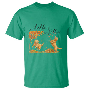 Funny Hello Fall Thanksgiving Golden Retriever T Shirt TS12 Irish Green Print Your Wear