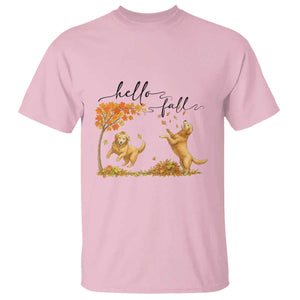Funny Hello Fall Thanksgiving Golden Retriever T Shirt TS12 Light Pink Print Your Wear