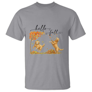 Funny Hello Fall Thanksgiving Golden Retriever T Shirt TS12 Sport Gray Print Your Wear