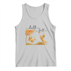 Funny Hello Fall Thanksgiving Golden Retriever Tank Top TS12 Ash Print Your Wear