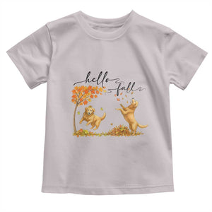Funny Hello Fall Thanksgiving Golden Retriever Toddler T Shirt TS12 Ice Gray Print Your Wear