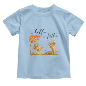 Funny Hello Fall Thanksgiving Golden Retriever Toddler T Shirt TS12 Light Blue Print Your Wear