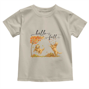 Funny Hello Fall Thanksgiving Golden Retriever Toddler T Shirt TS12 Sand Print Your Wear