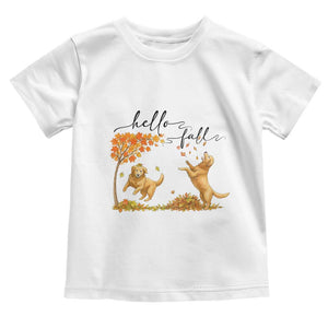 Funny Hello Fall Thanksgiving Golden Retriever Toddler T Shirt TS12 White Print Your Wear