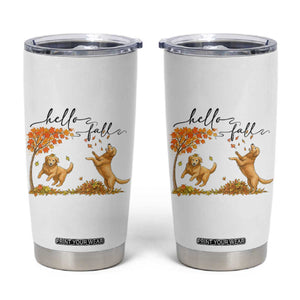 Funny Hello Fall Thanksgiving Golden Retriever Tumbler Cup TS12 White Print Your Wear