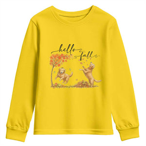 Funny Hello Fall Thanksgiving Golden Retriever Youth Sweatshirt TS12 Daisy Print Your Wear