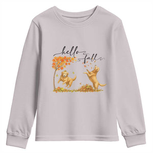 Funny Hello Fall Thanksgiving Golden Retriever Youth Sweatshirt TS12 Ice Gray Print Your Wear