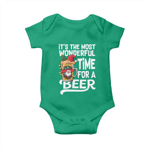 Funny Christmas Drinking Baby Onesie It is The Most Wonderful Time For A Beer TS12 Irish Green Print Your Wear
