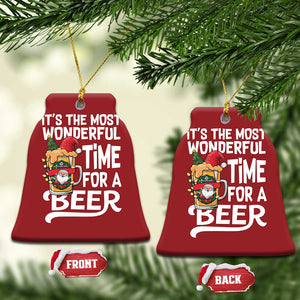 Funny Xmas Drinking Christmas Ornament It is The Most Wonderful Time For A Beer TS12 Bell Flake Red Print Your Wear