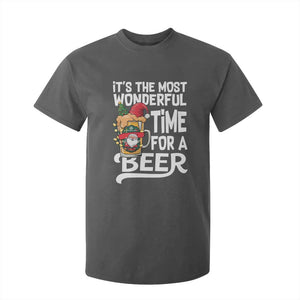 Funny Christmas Drinking T Shirt For Kid It is The Most Wonderful Time For A Beer TS12 Dark Heather Print Your Wear