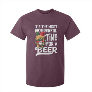 Funny Christmas Drinking T Shirt For Kid It is The Most Wonderful Time For A Beer TS12 Maroon Print Your Wear