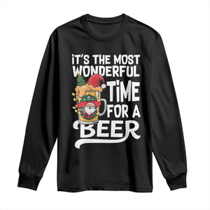 Funny Christmas Drinking Long Sleeve Shirt It is The Most Wonderful Time For A Beer TS12 Black Print Your Wear