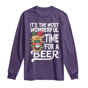 Funny Christmas Drinking Long Sleeve Shirt It is The Most Wonderful Time For A Beer TS12 Purple Print Your Wear