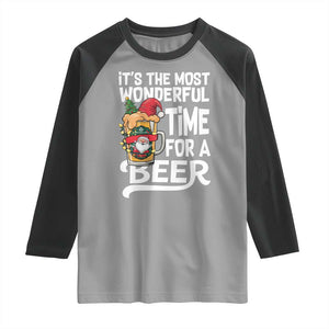 Funny Christmas Drinking Raglan Shirt It is The Most Wonderful Time For A Beer TS12 Sport Gray Black Print Your Wear