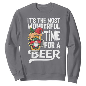 Funny Christmas Drinking Sweatshirt It is The Most Wonderful Time For A Beer TS12 Charcoal Print Your Wear