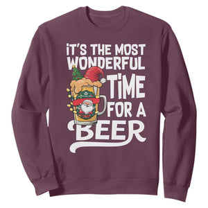 Funny Christmas Drinking Sweatshirt It is The Most Wonderful Time For A Beer TS12 Maroon Print Your Wear