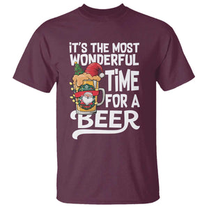 Funny Christmas Drinking T Shirt It is The Most Wonderful Time For A Beer TS12 Maroon Print Your Wear