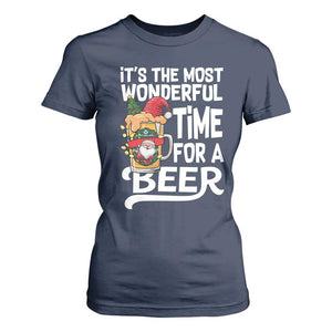 Funny Christmas Drinking T Shirt For Women It is The Most Wonderful Time For A Beer TS12 Navy Print Your Wear