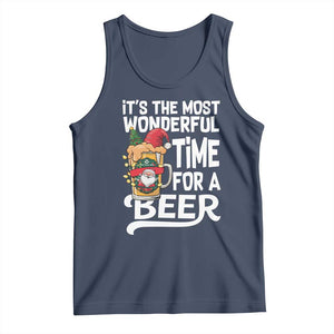Funny Christmas Drinking Tank Top It is The Most Wonderful Time For A Beer TS12 Navy Print Your Wear